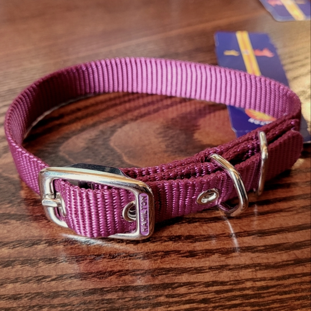 2 /$15  NEW  Hamilton Dog Collar Metal Buckle 16" Wine Burgundy